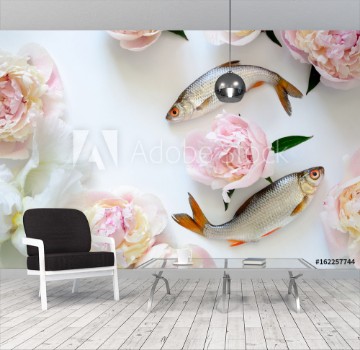 Image de Fishes and flowers background